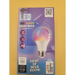 LEDeez Multicolor LED Light Bulb with Remote Control 16 Bright Colors 4 Modes